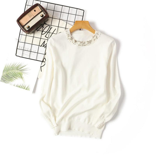 Patty - Elegant Pearl Beaded Loose Winter Sweater 0
