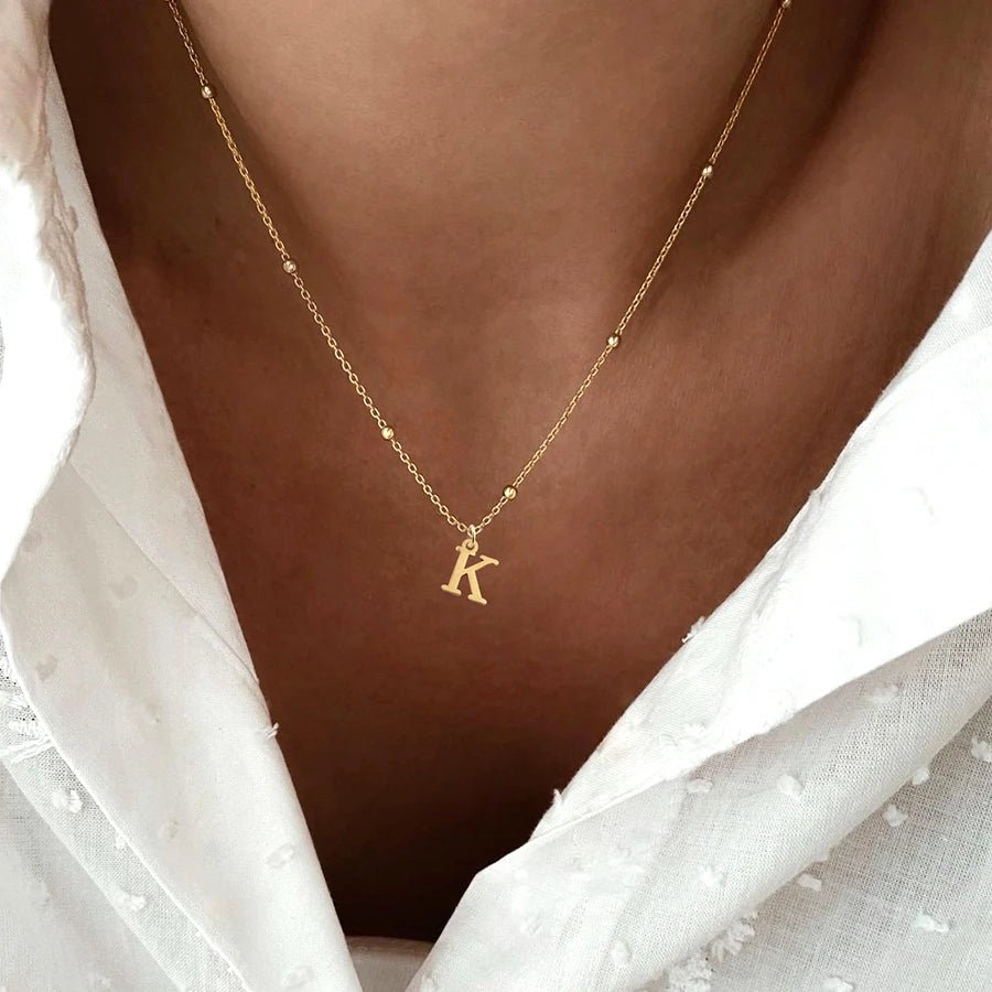 Personalized Gold Initial Necklace with Dainty Satellite Chain – Adjustable Length Women's Jewelry
