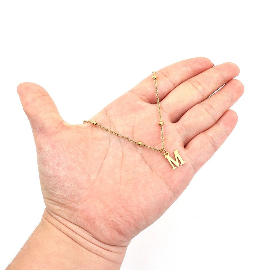 Personalized Gold Initial Necklace with Dainty Satellite Chain – Adjustable Length Women's Jewelry
