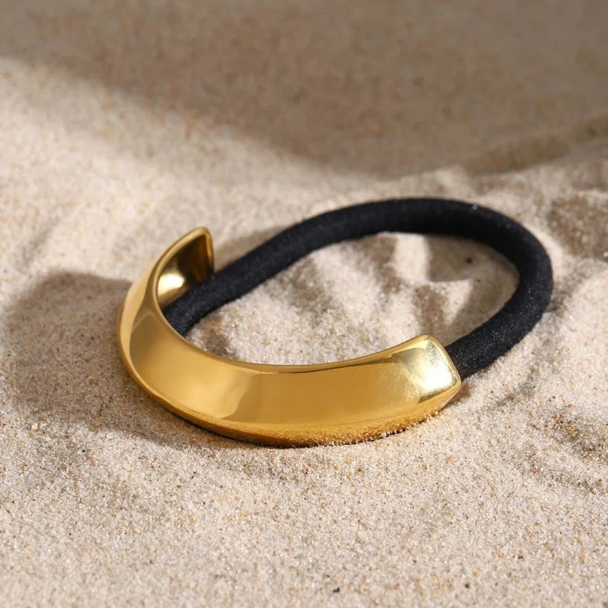 Petite Arch Pony Cuff – Waterproof and Hypoallergenic Hair Accessory in 18k Gold-Plated Stainless Steel 1