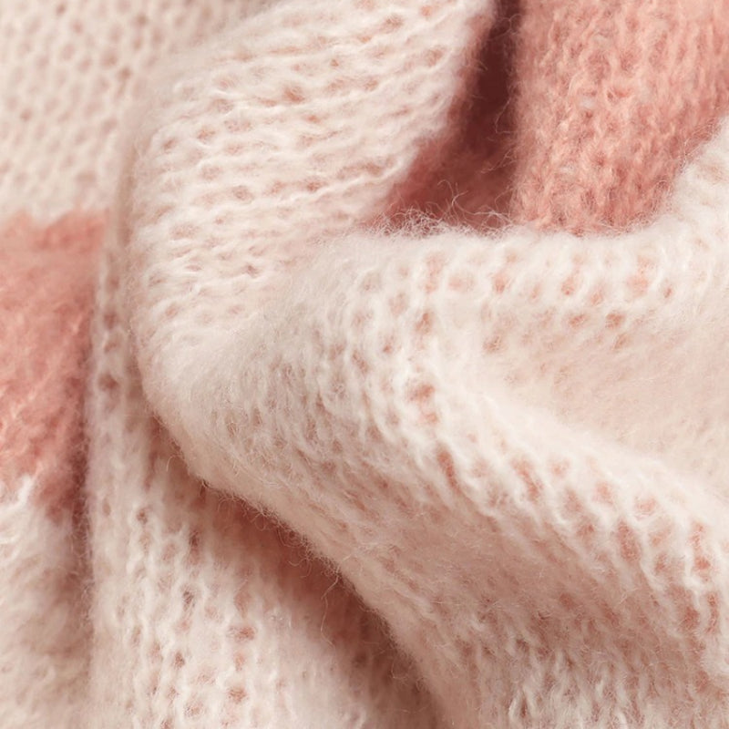 Pink Love Heart Pattern Long Sleeve Pullover Sweaters 6