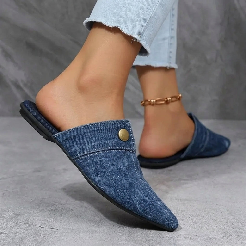 Women's Pointed-Toe Slip-On Mule Loafers – detail view | Hensley London