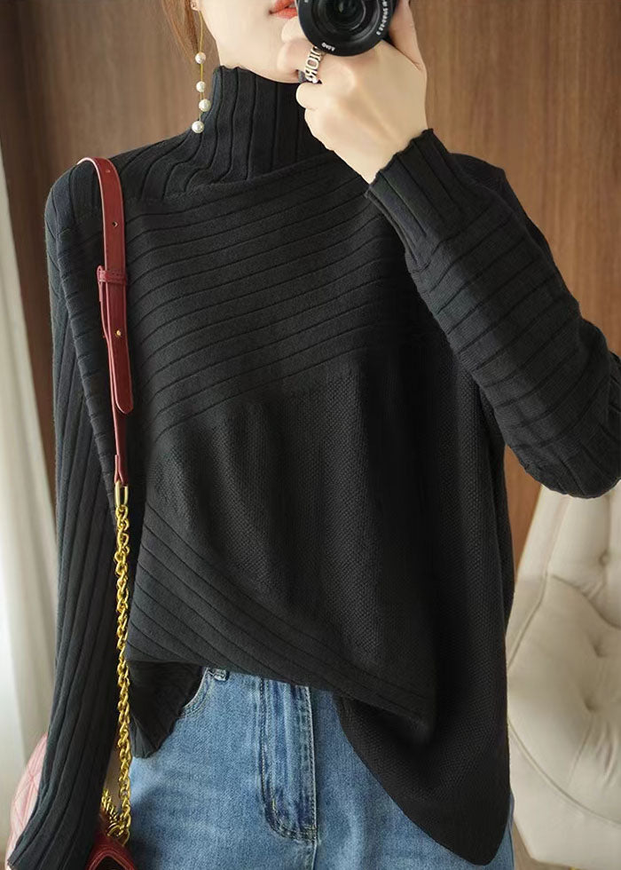 Women's Sweater Blue Plus Size Knit Asymmetrical - 3