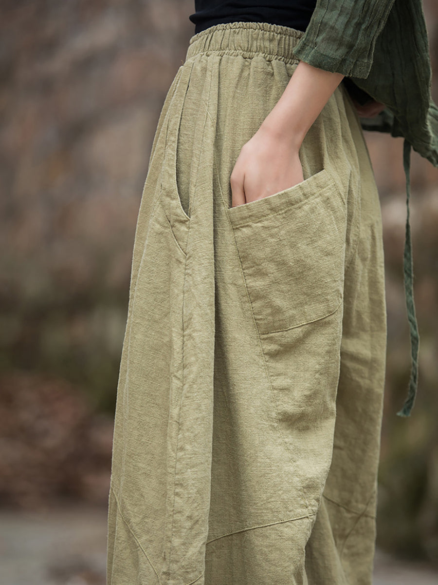 Plus Size Women's Harem Pants Black Fleece-lined Cotton - Image 9