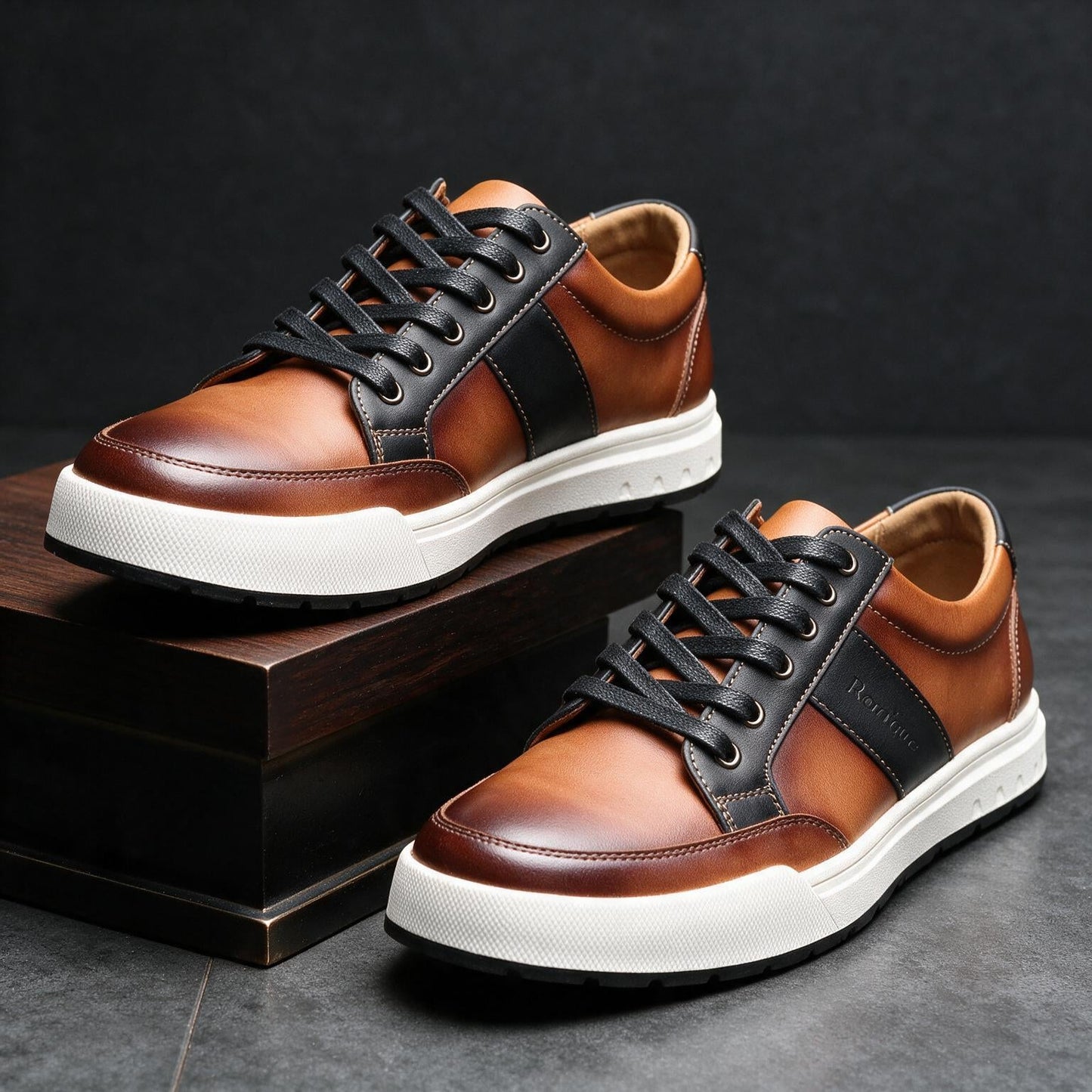 Men's Leather Low-Top Sneakers – sole view | Hensley London