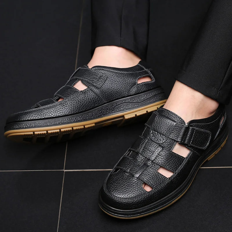 Men's Split Leather Fisherman Sandals – product view | Hensley London