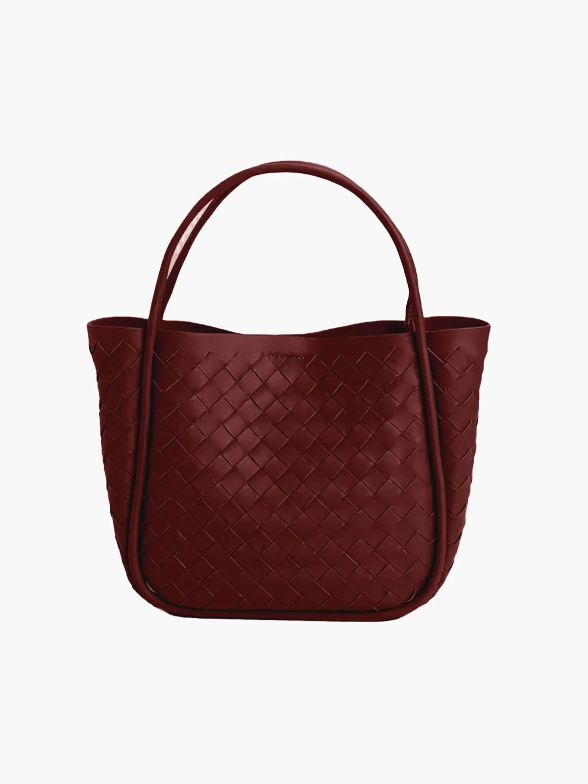 Women's Compact Faux Leather Shopper Handbag in Burgundy – Product view | Hensley London