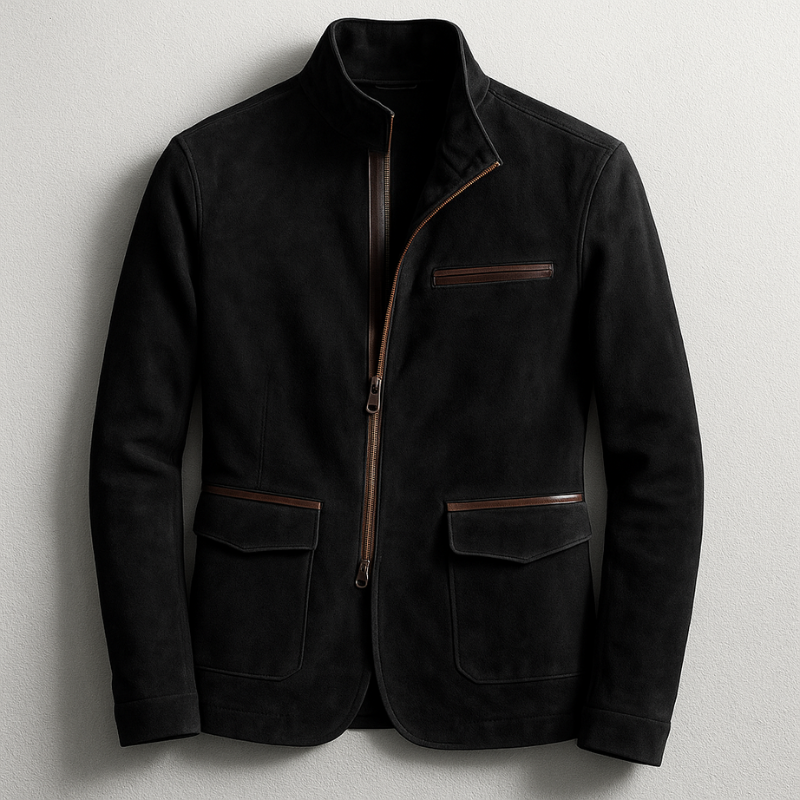 Men's Premium Suede Field Jacket – pocket and zip detail | Hensley London