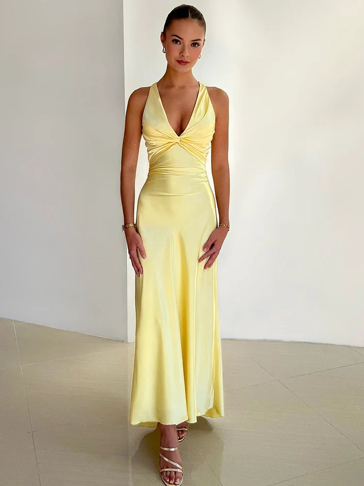 Variant image for Women's Evening Gown Black Size M Satin Maxi Dress-4