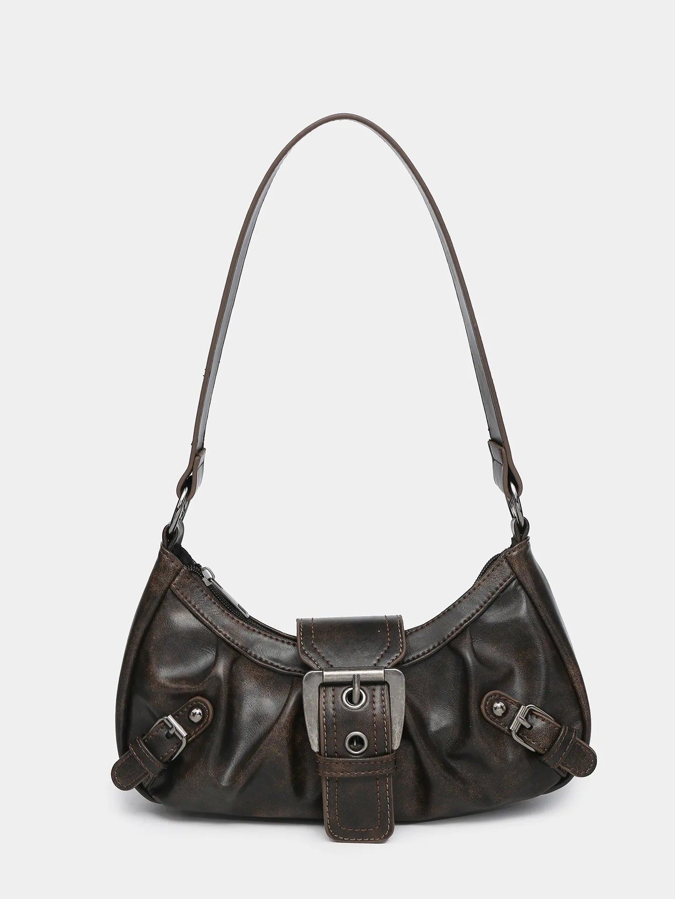 Women's Shoulder Bag Brown One Size Leather Retro Style-4