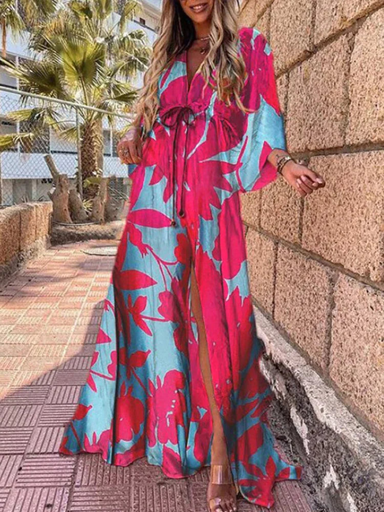Women's Maxi Dress Blue Size M Lightweight Fabric-4