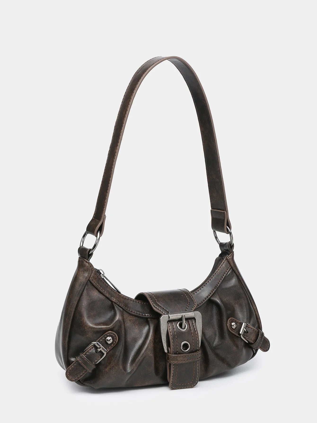 Women's Shoulder Bag Brown One Size Leather Retro Style-5