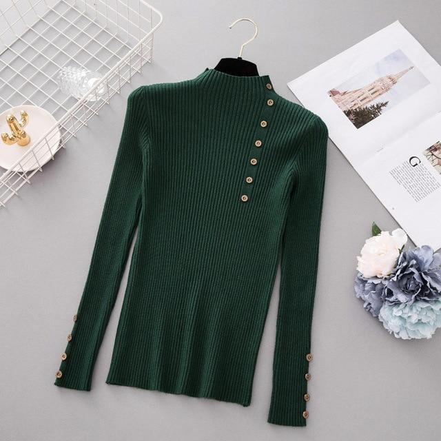 Sarah - Winter Turtleneck Sweater with Button Accents 10