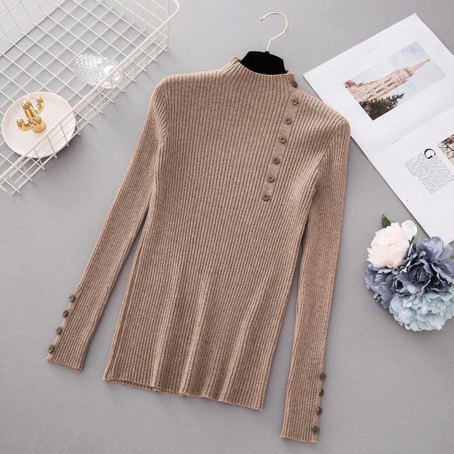 Sarah - Winter Turtleneck Sweater with Button Accents 11