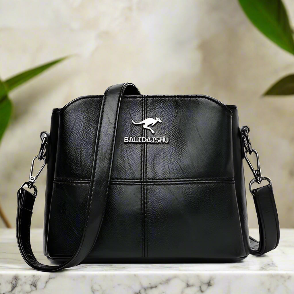 Women's Crossbody Bag Black Medium Leather-1