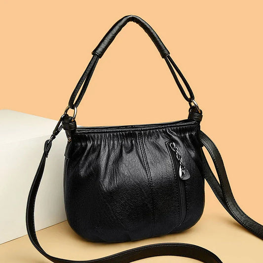 Women's Black Shoulder Bag One Size Soft Material-2
