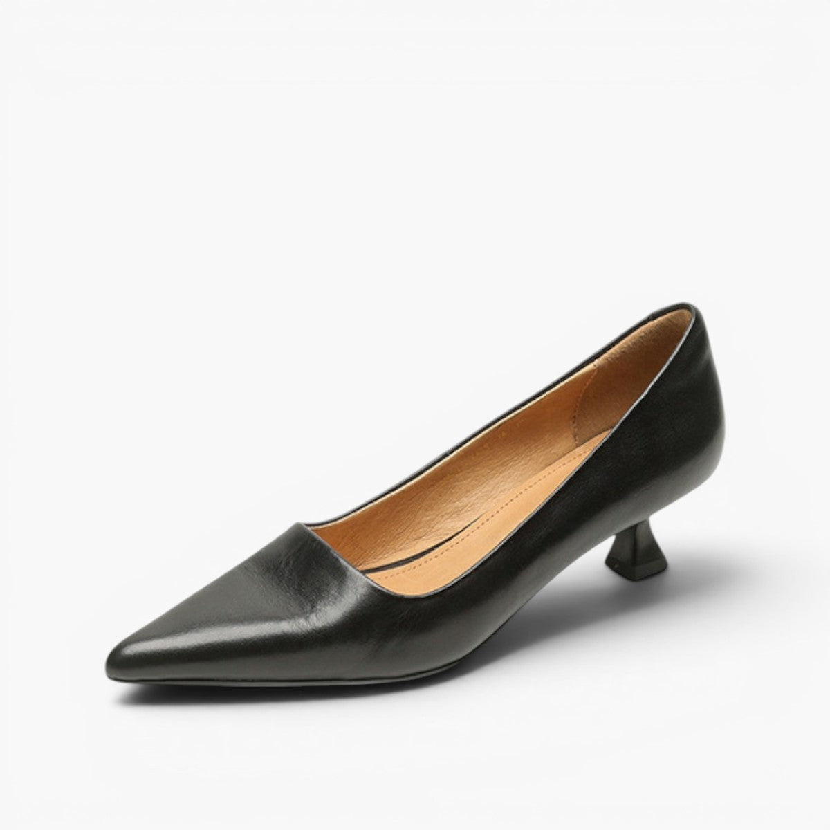 Women's Leather Kitten Heels – Serane Pointed Toe