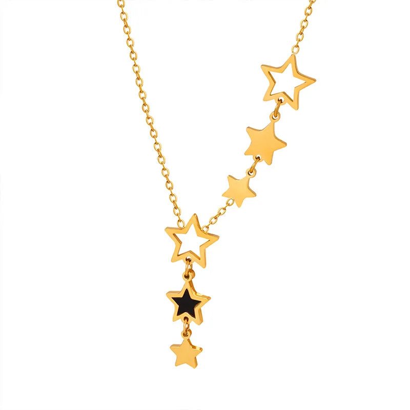 Shooting Star Gold Necklace with Dangling Stars – Elegant Gold Chain Jewelry for Women