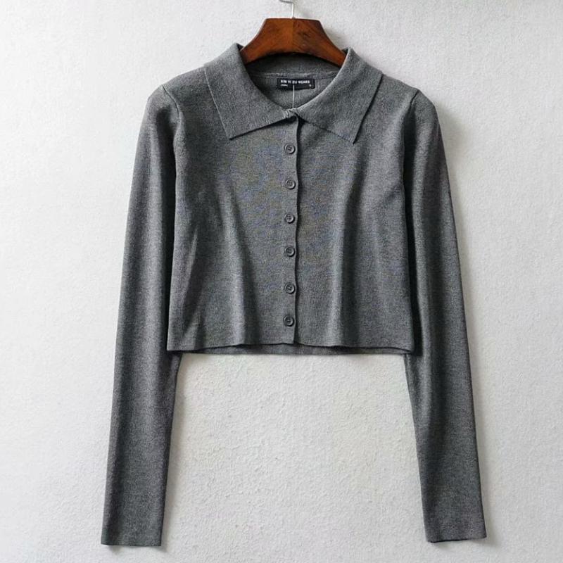 Simple Button-down Crop Top Cardigan 15