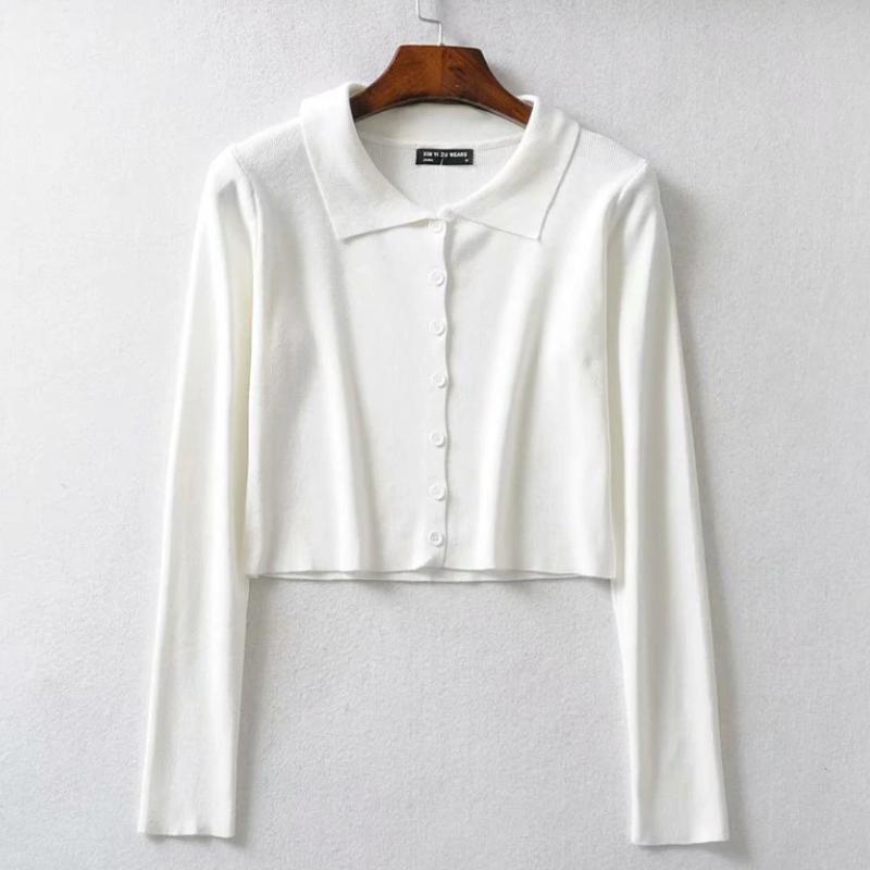 Simple Button-down Crop Top Cardigan 9