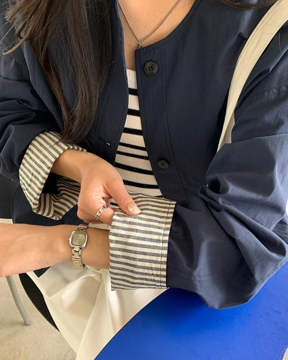 Sleek Women's Casual Jacket | Cotton-Nylon Blend, Loose Fit 9