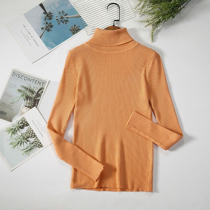 Slim-fit Solid Colored Knitted Turtleneck Pullover Sweaters 12