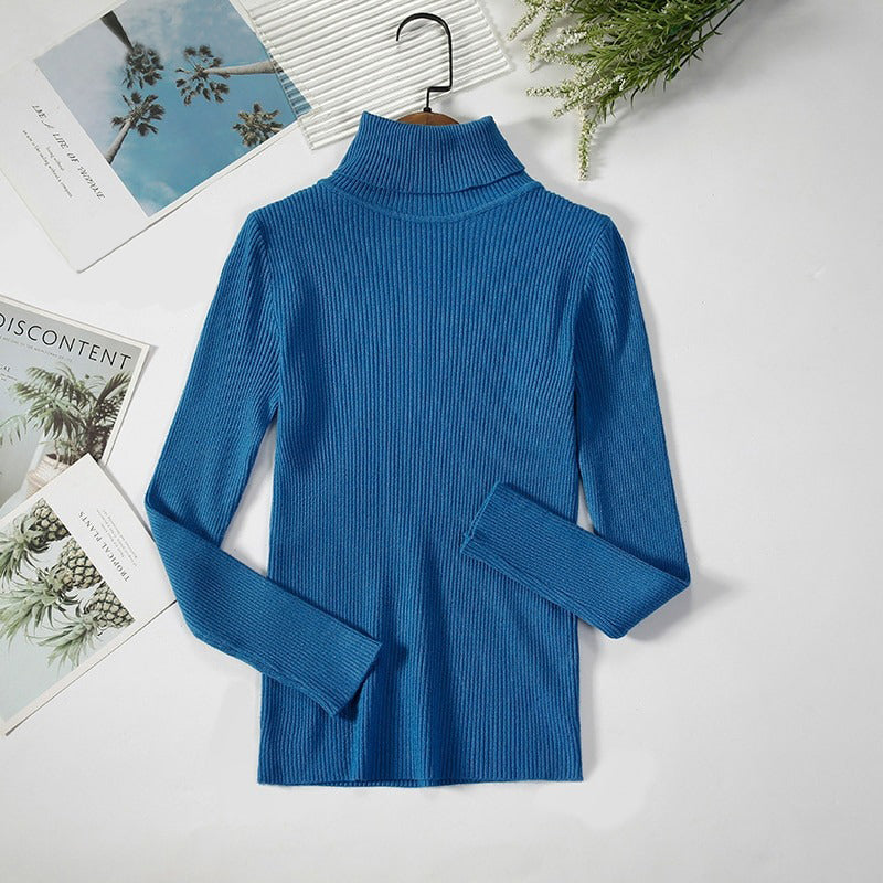 Slim-fit Solid Colored Knitted Turtleneck Pullover Sweaters 13
