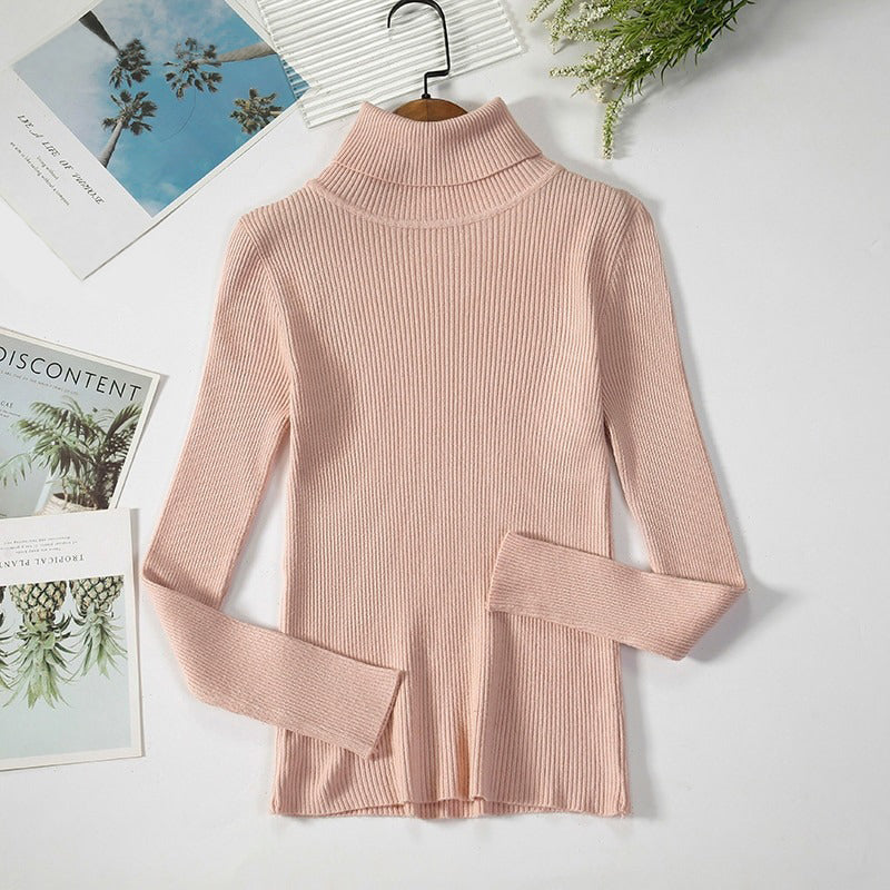 Slim-fit Solid Colored Knitted Turtleneck Pullover Sweaters 16
