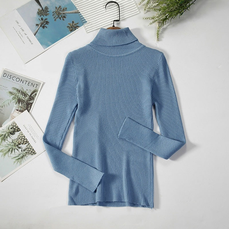 Slim-fit Solid Colored Knitted Turtleneck Pullover Sweaters 20