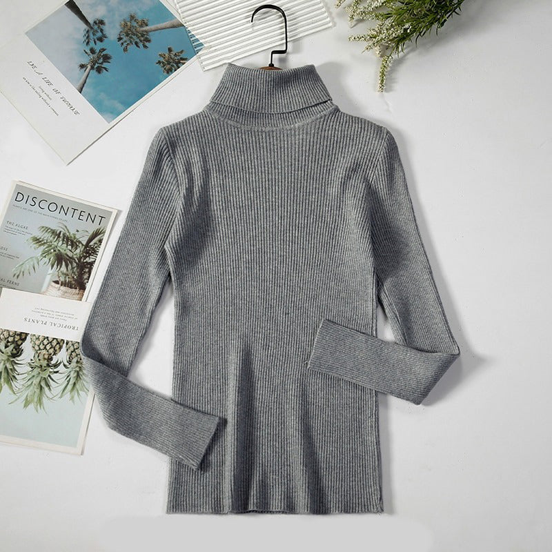 Slim-fit Solid Colored Knitted Turtleneck Pullover Sweaters 27