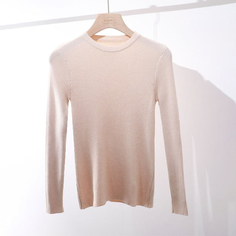 Slim Fit O-Neck Knitted Long Sleeve Pullover Sweaters 16