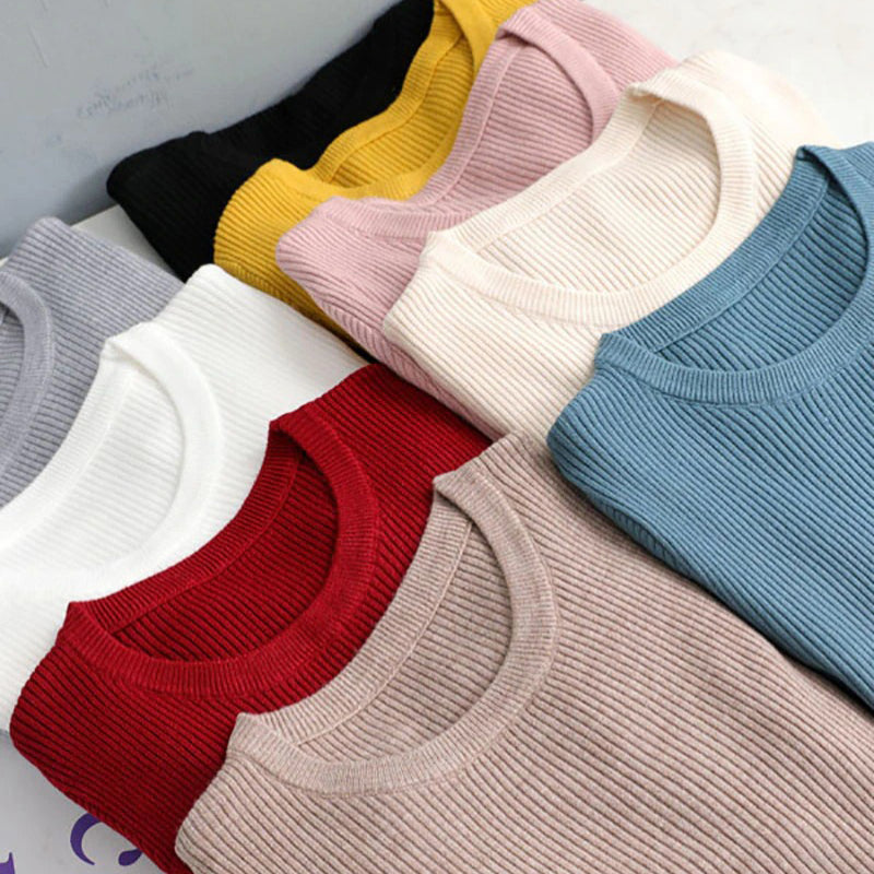 Slim Fit O-Neck Knitted Long Sleeve Pullover Sweaters 5