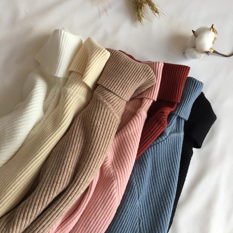Soft and Warm Turtle Neck Long Sleeve Slim Sweaters 2