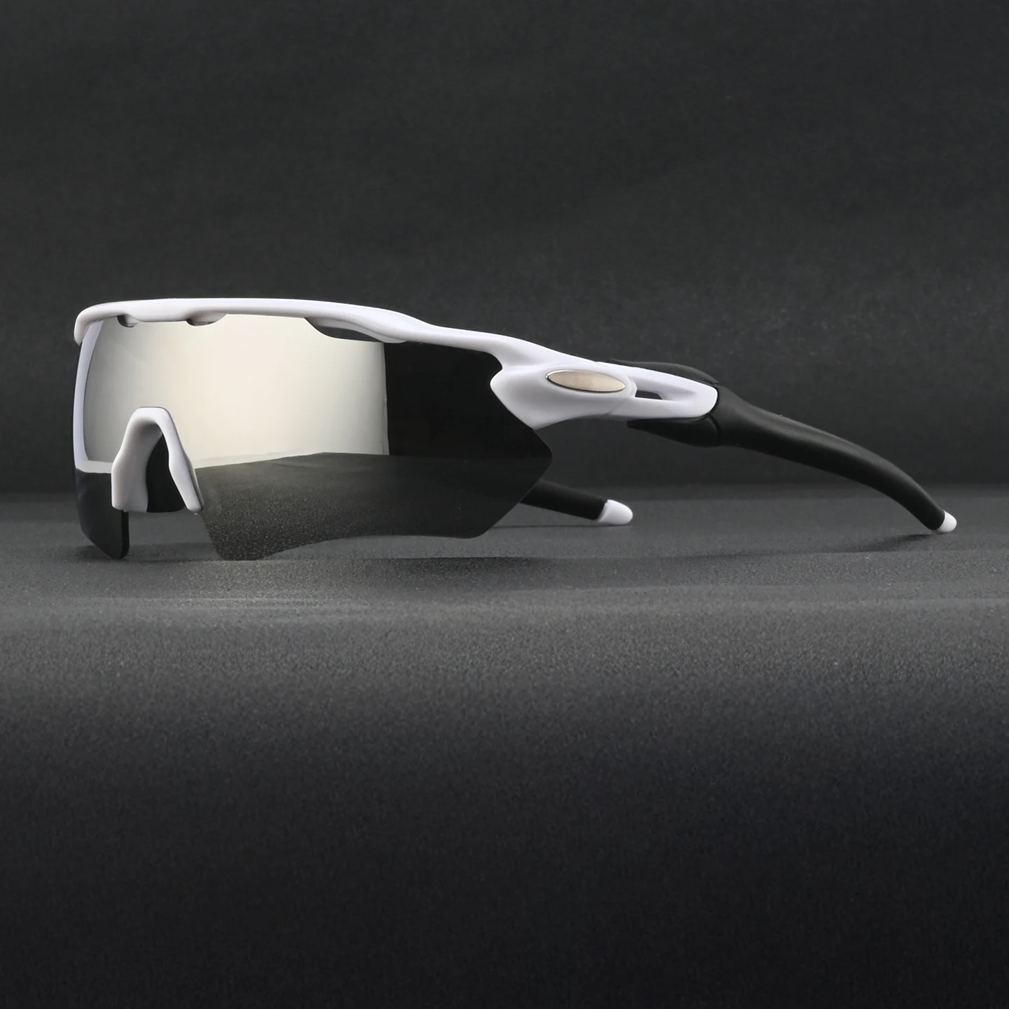 Men's Polarized Cycling Sunglasses in White Mirror – front view | Hensley London