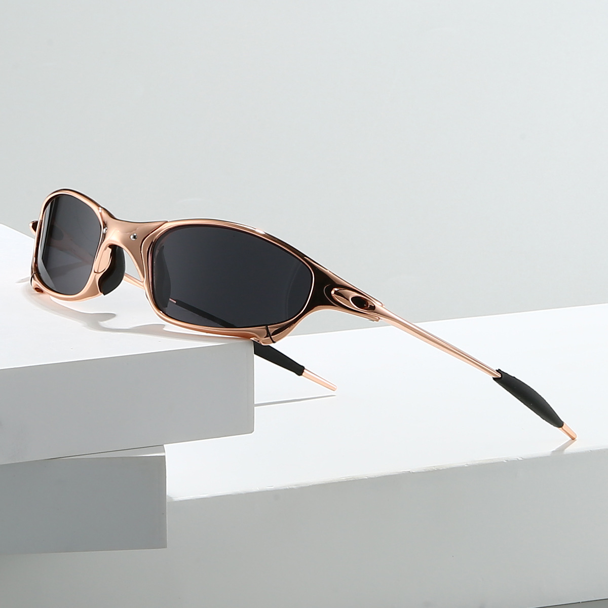 Men's Polarized Sport Sunglasses in Jet Black – front view | Hensley London