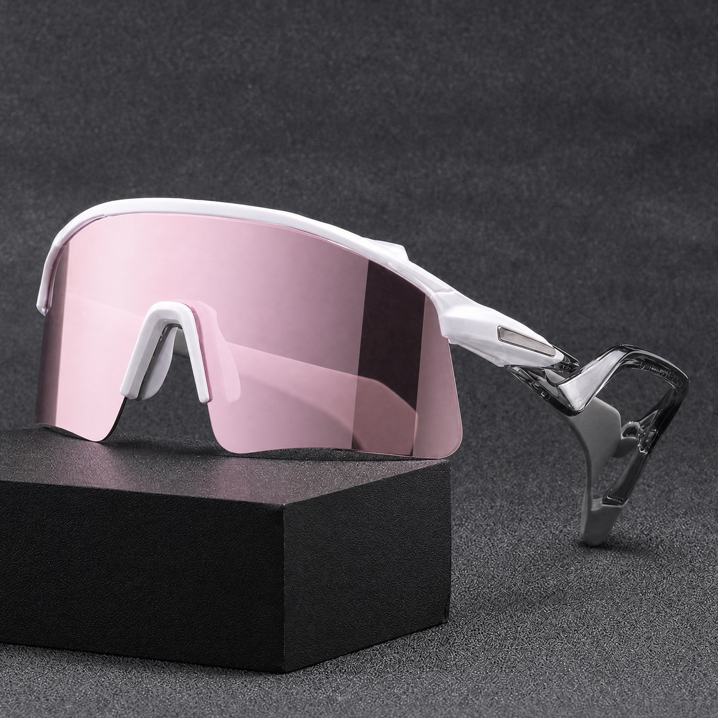 Women's Polarized Sport Sunglasses in Rose White – product view | Hensley London