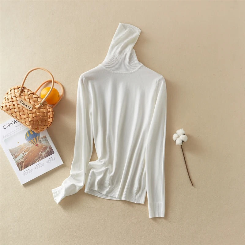 Solid Knitted Turtleneck Winter Top Sweater 7
