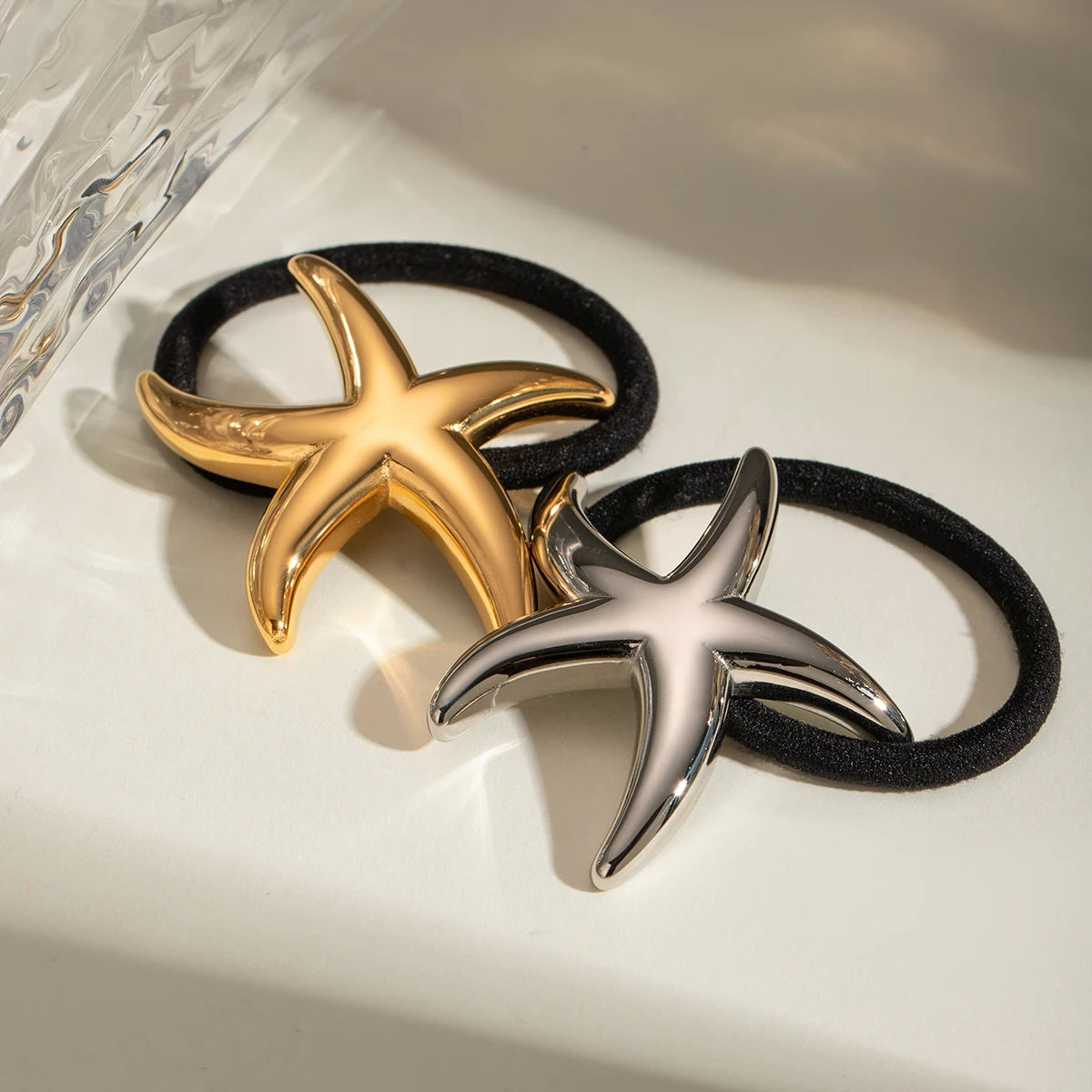Starry Gold Hair Tie with Waterproof Design – Hypoallergenic Stainless Steel-Plated Accessory 2