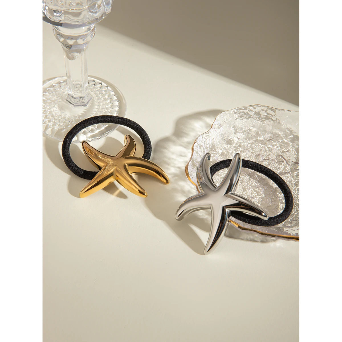 Starry Gold Hair Tie with Waterproof Design – Hypoallergenic Stainless Steel-Plated Accessory 4