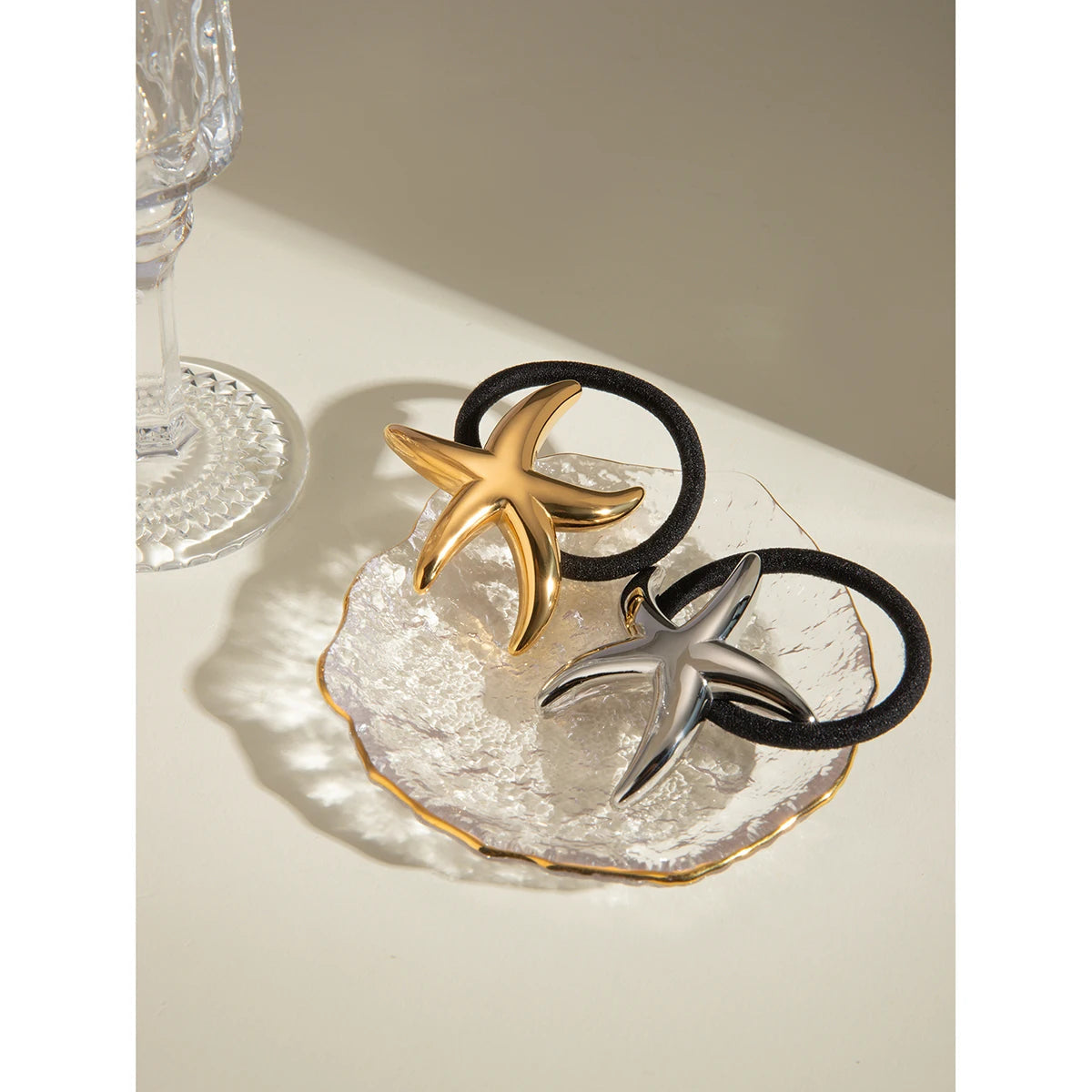 Starry Gold Hair Tie with Waterproof Design – Hypoallergenic Stainless Steel-Plated Accessory 5