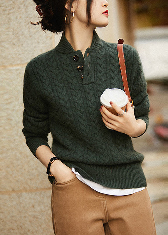 Women's Sweater Camel Knit Long Sleeve Stand Collar - 3