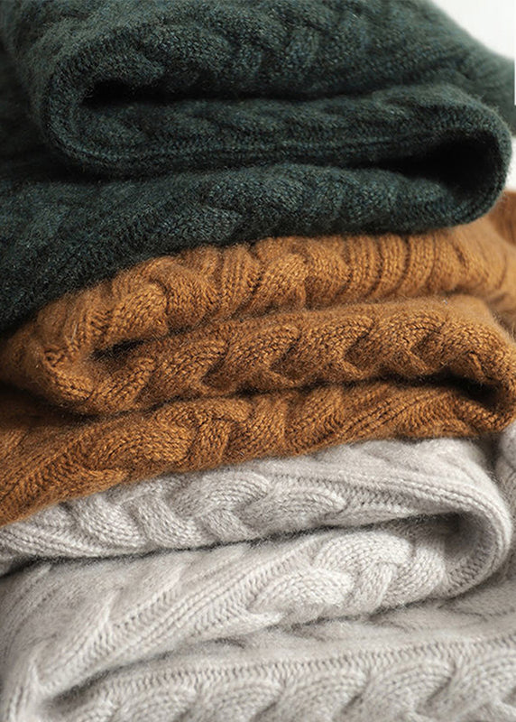 Women's Sweater Camel Knit Long Sleeve Stand Collar - 4