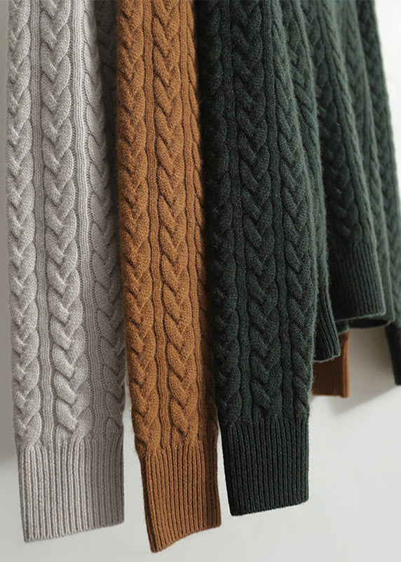 Women's Sweater Camel Knit Long Sleeve Stand Collar - 5