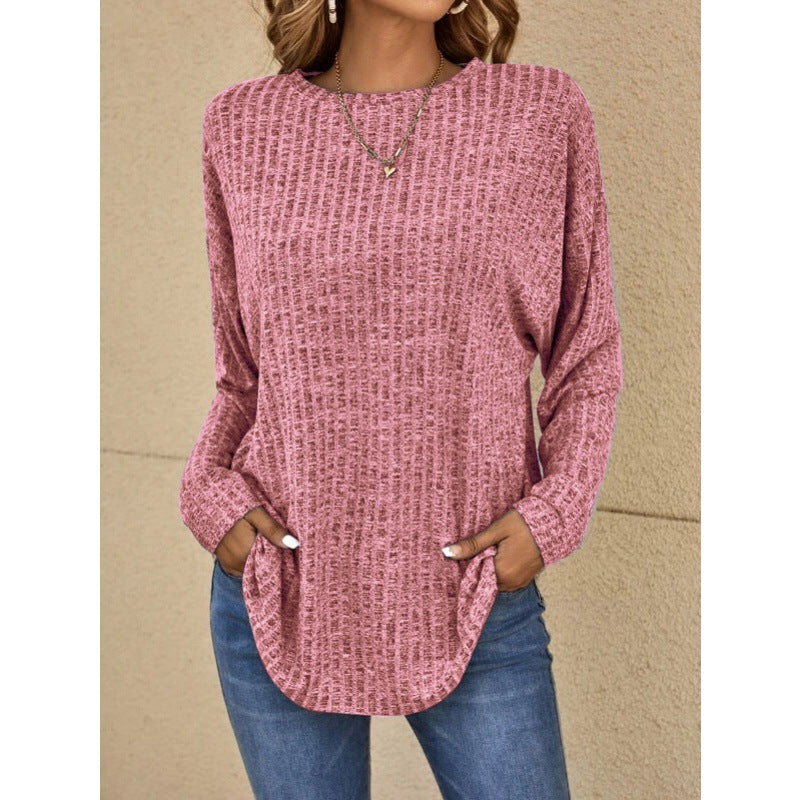 Women's Going Out Top - Pink Stretchy Knitted Blouse for Casual Outings 7