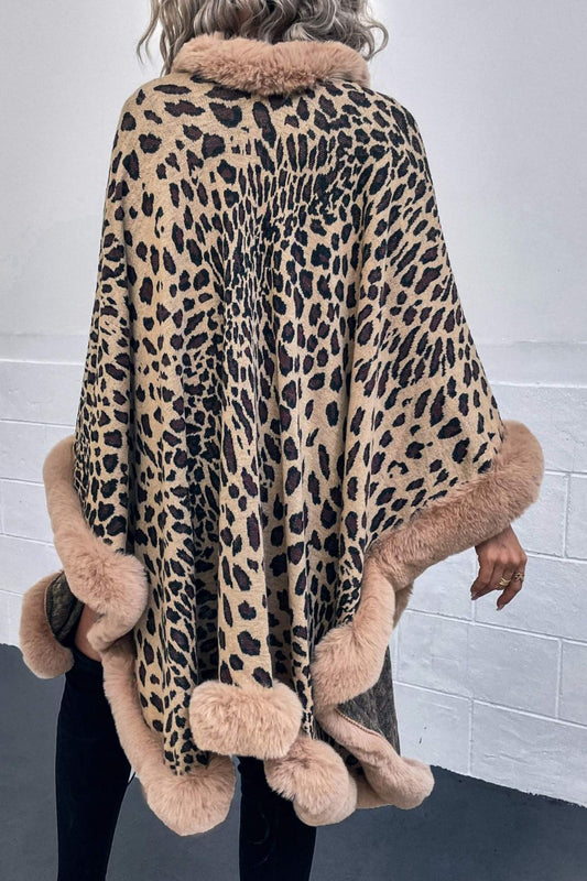 Chic Leopard Print Open Poncho for Women 2