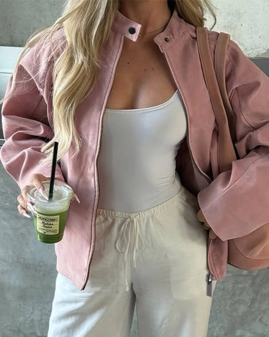 Sleek Women's Casual Jacket | Soft Suede, Loose Fit 2