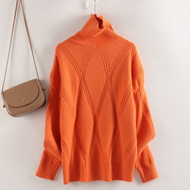 Thick and Warm Winter Oversized Knitted Turtleneck Pullover Sweaters 10