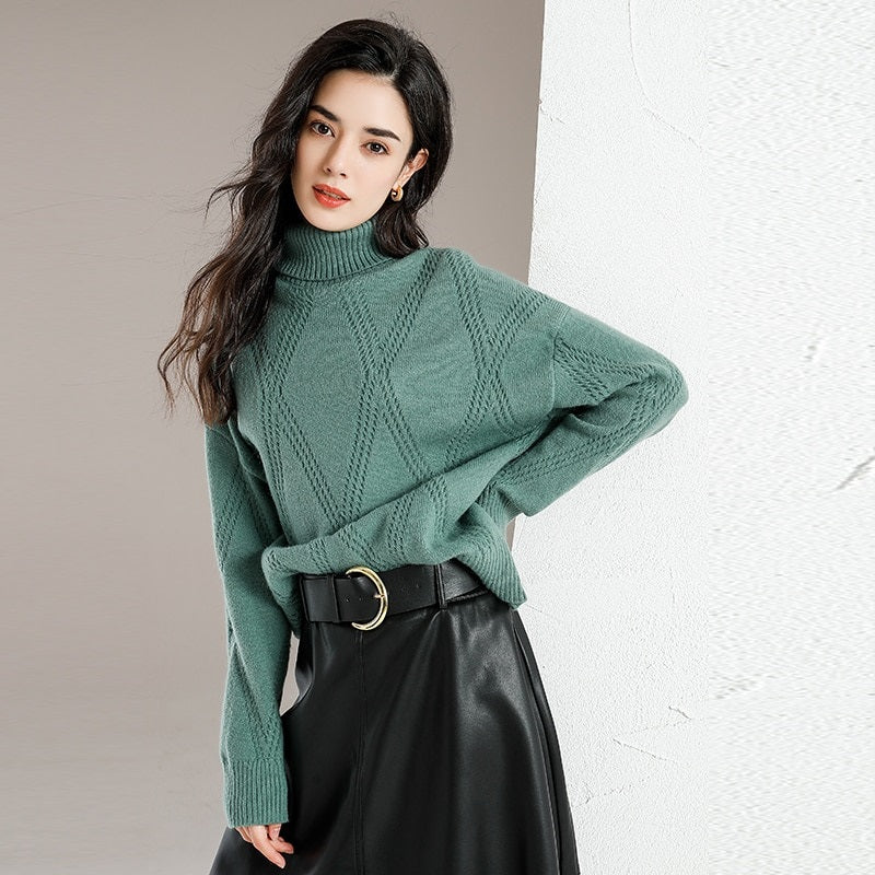 Thick and Warm Winter Oversized Knitted Turtleneck Pullover Sweaters 2