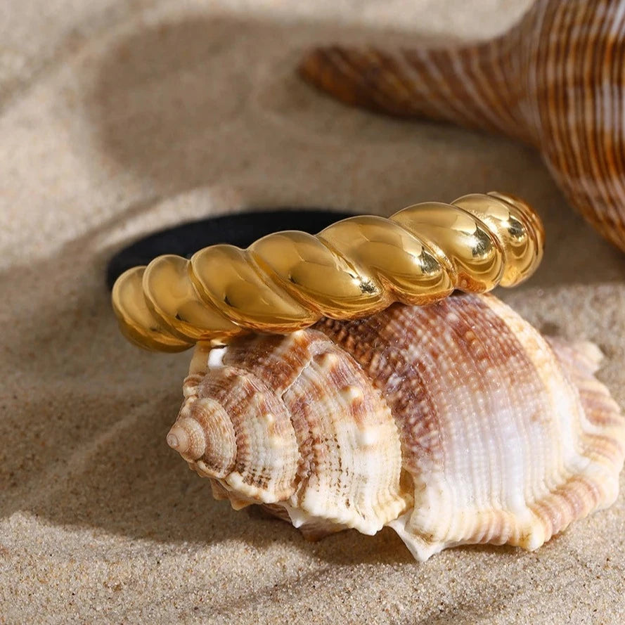 Twist Pony Cuff – Waterproof and Hypoallergenic Hair Accessory in 18k Gold Stainless Steel 5