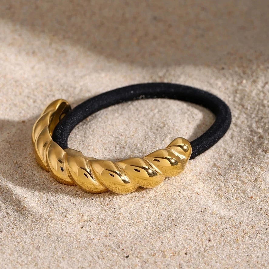 Twist Pony Cuff – Waterproof and Hypoallergenic Hair Accessory in 18k Gold Stainless Steel 6